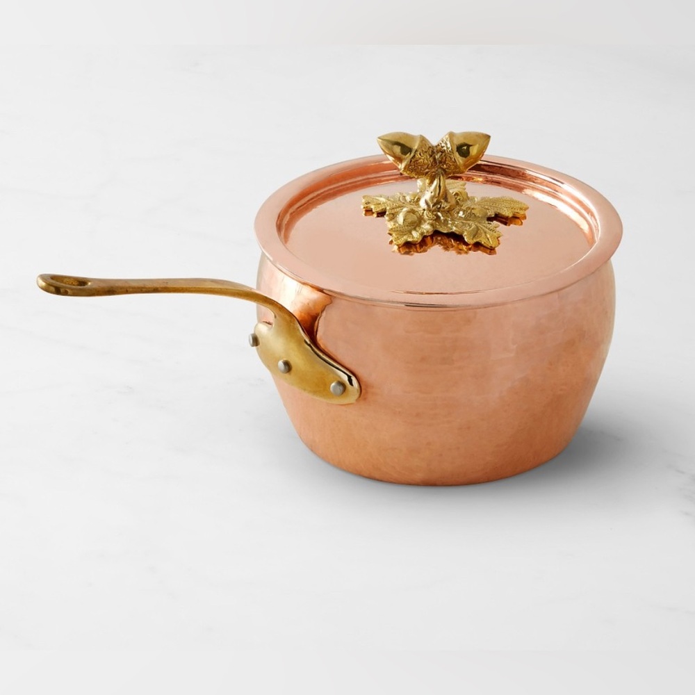 RUFFONI HISTORIA HAMMERED COPPER
2 1/2 QUART SAUCE PAN W/ACORN LID *NWT $375.00